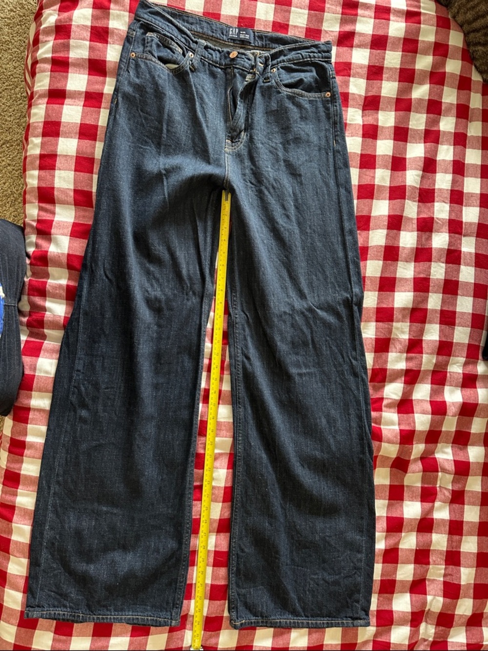 GAP tall. Women’s Relaxed flared Jeans — Indigo Blue, thin, lightweight denim.